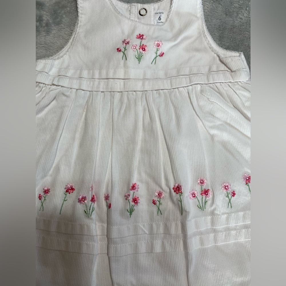 Baby Girl Clothes New Vintage Carter's 6 Month white with pink flowers. - Picture 3 of 5